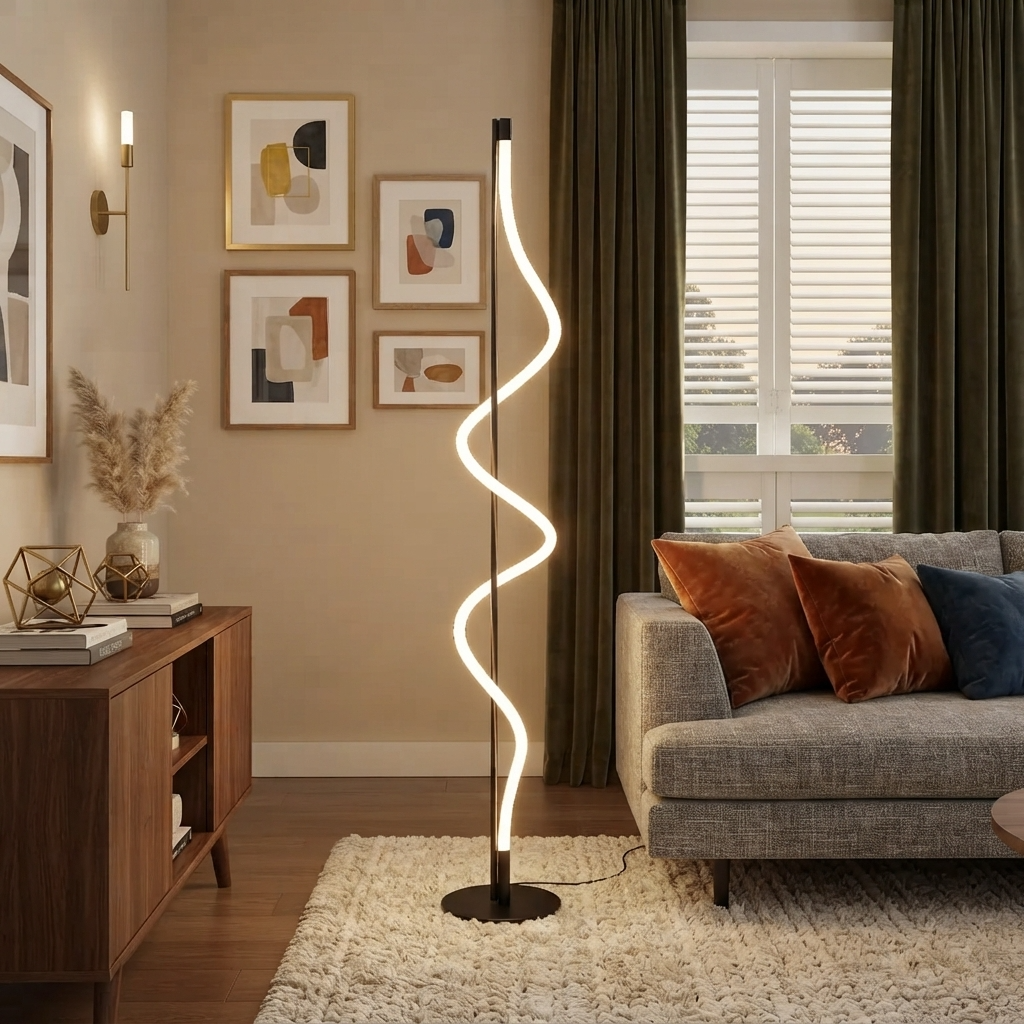 Lampe sur Pied LED Curve Noire