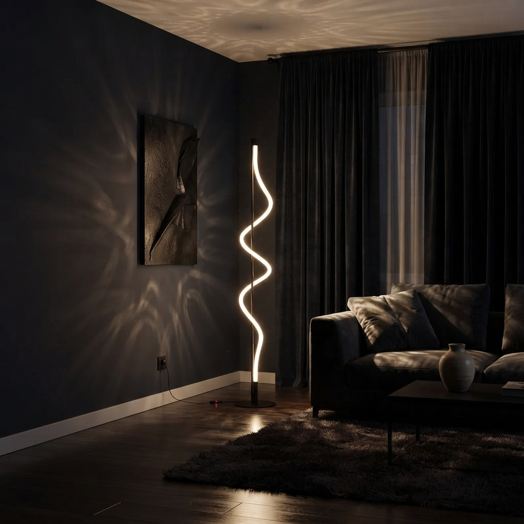 Lampe sur Pied LED Curve Noire