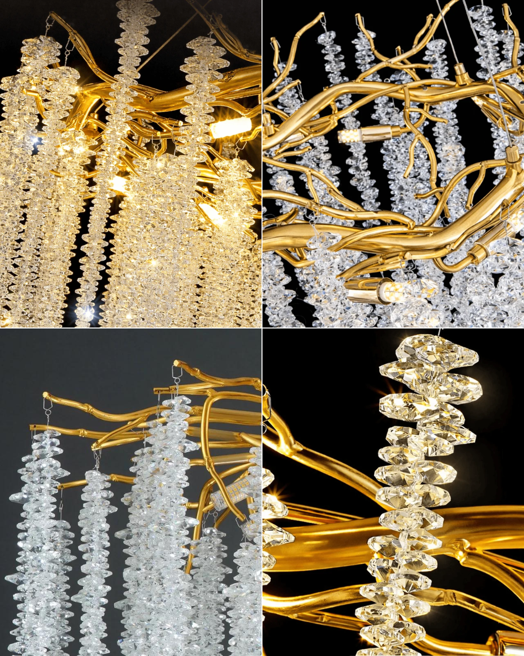 Lustre doré en cristal au maroc