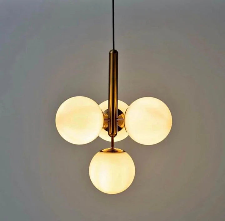 Lustre moderne en verre blanc opalin 