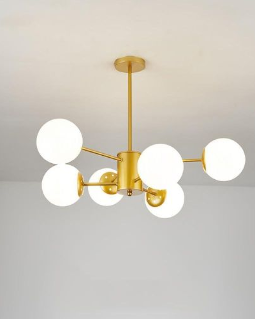 Lustre Moderne à Boules Opalines