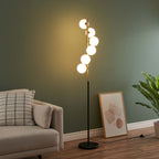 Lampadaire design à 6 globes blancs pour salon et chambre